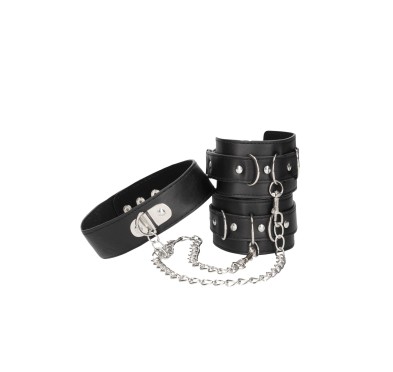 Bonded Leather Collar With Hand Cuffs